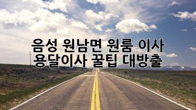 음성 원남면 원룸 이사? 용달이사 꿀팁 대방출!